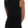 Dolce & Gabbana Black Cotton Floral Crystal Tank Top