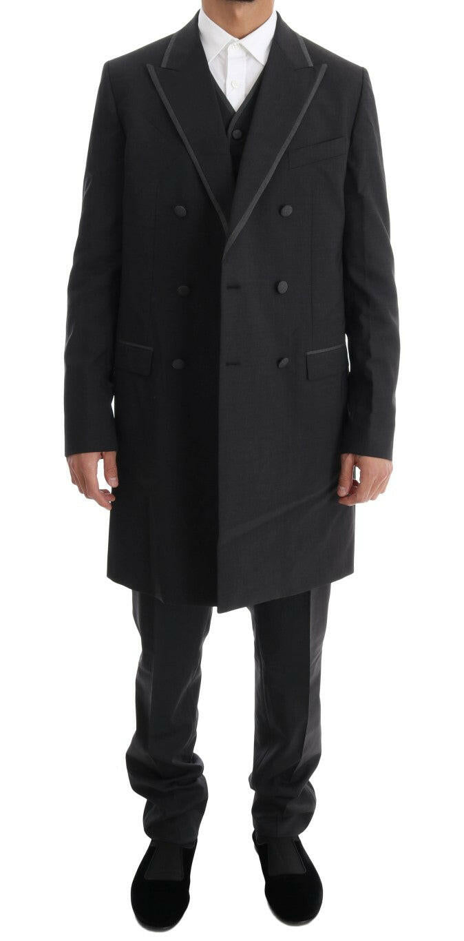 Costume croisé gris élégant en laine Dolce &amp; Gabbana