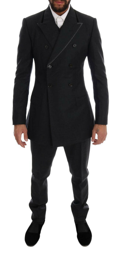 Dolce & Gabbana Gray Wool Double Breasted 3 Piece Suit