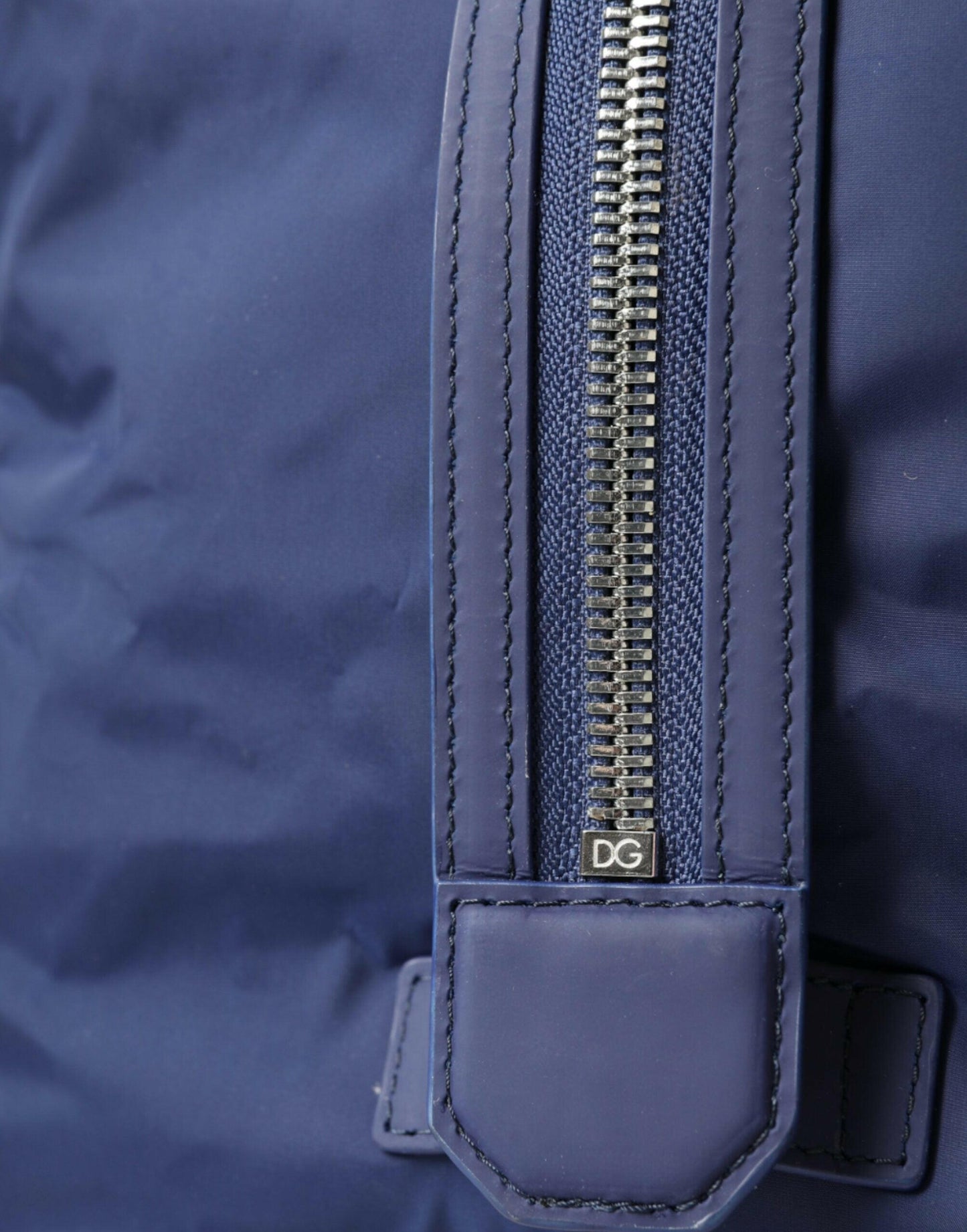 Sac de voyage à bandoulière Dolce &amp; Gabbana en nylon bleu et cuir de veau