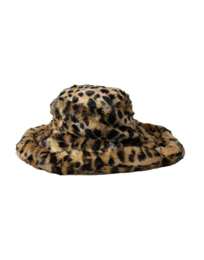 Dolce &amp; Gabbana Brauner Leopardenfell-Bucket-Hut für Damen