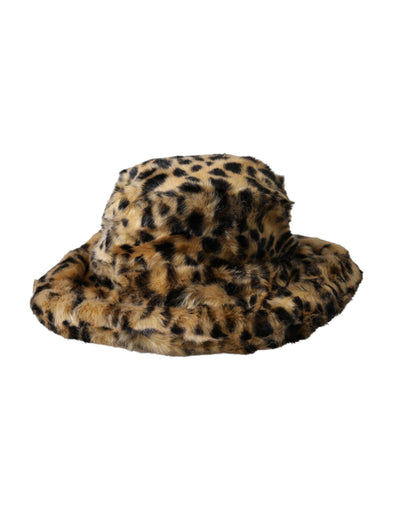 Dolce &amp; Gabbana Brauner Leopardenfell-Bucket-Hut für Damen