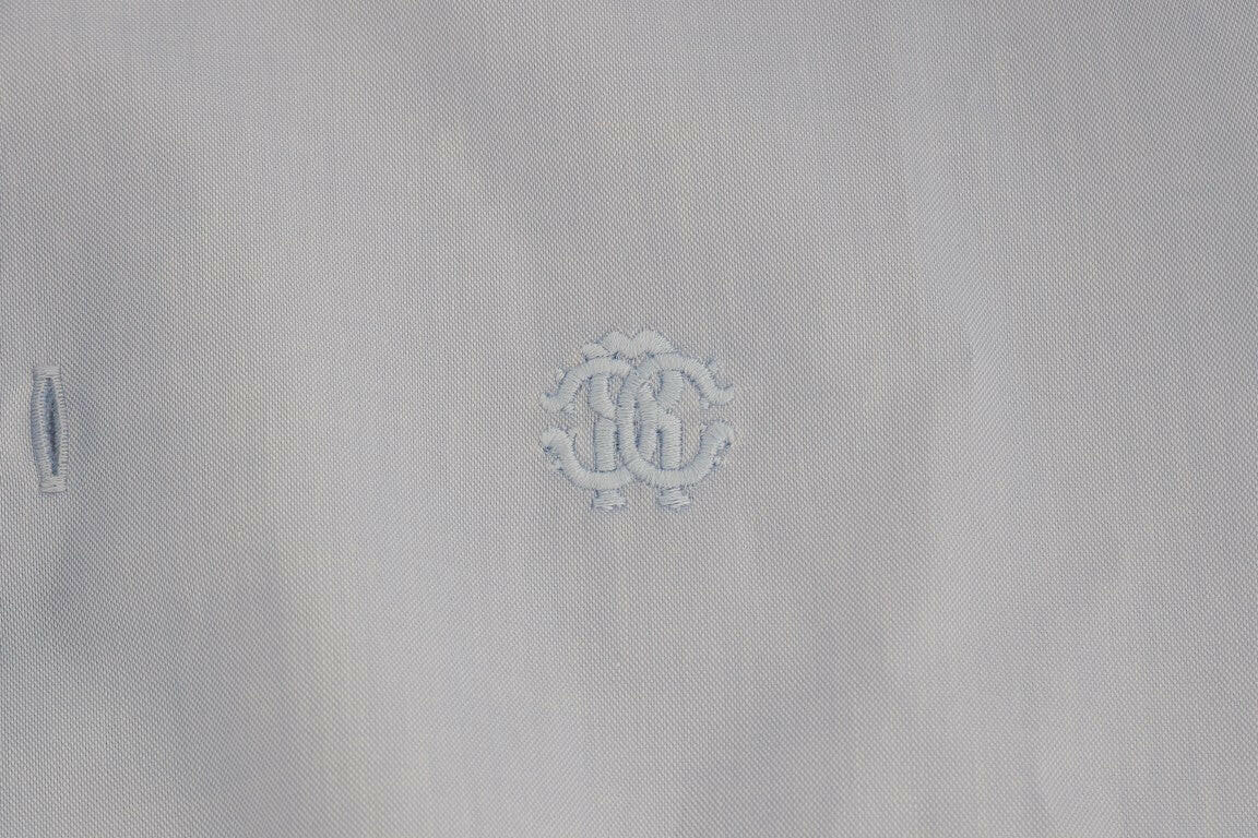 Cavalli Hellblaues Slim Fit-Hemd aus Baumwolle