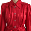 Dolce & Gabbana Red Button Down Belted Midi Satin Silk Dress
