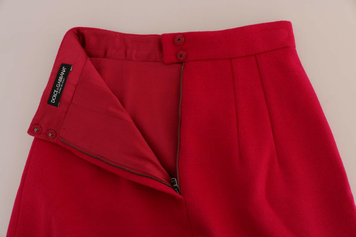 Jupe trapèze longueur genou en laine rose élégante Dolce &amp; Gabbana