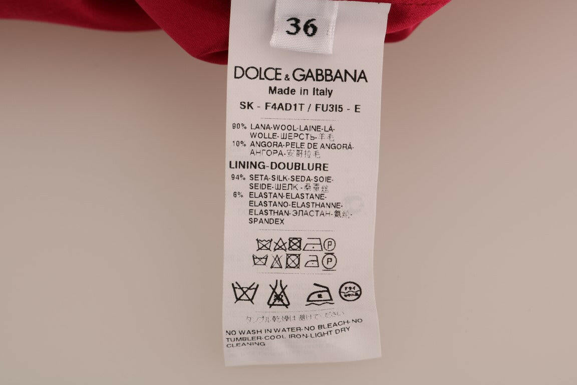 Jupe trapèze longueur genou en laine rose élégante Dolce &amp; Gabbana