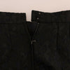 Dolce &amp; Gabbana Schwarzer A-Linien-Rock aus Jacquard-Seide mit Blumenmuster