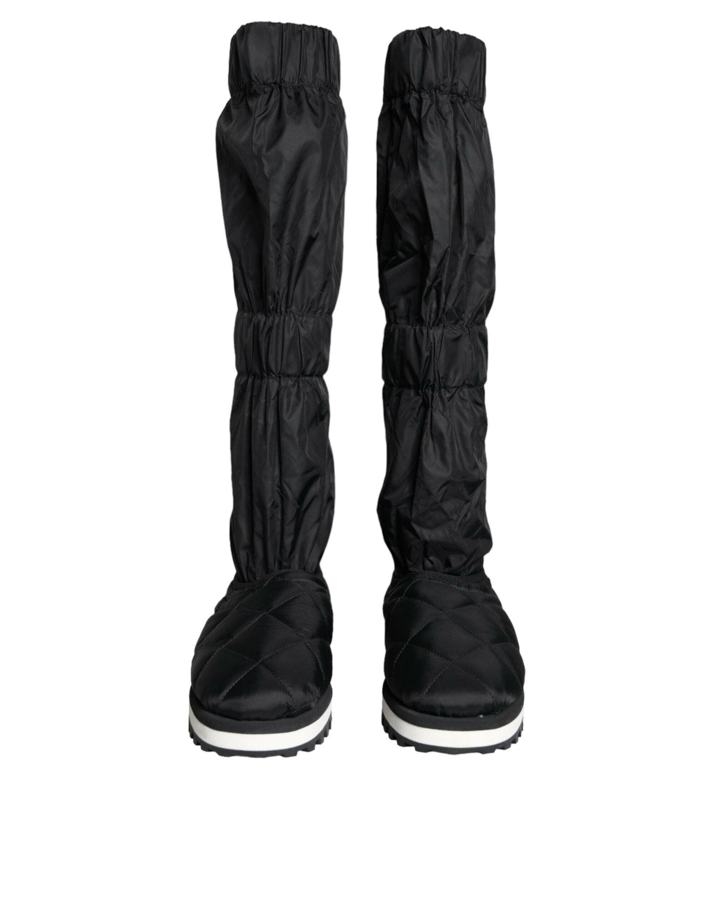 Dolce &amp; Gabbana Schwarze gesteppte High-Top-Stiefel Sneakers Schuhe