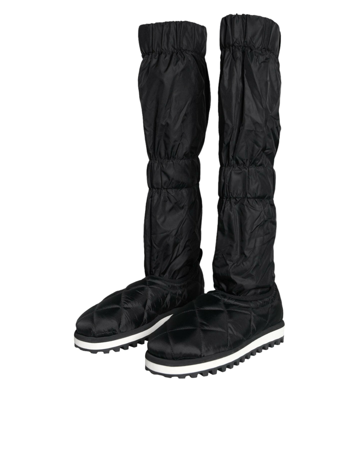 Dolce &amp; Gabbana Schwarze gesteppte High-Top-Stiefel Sneakers Schuhe