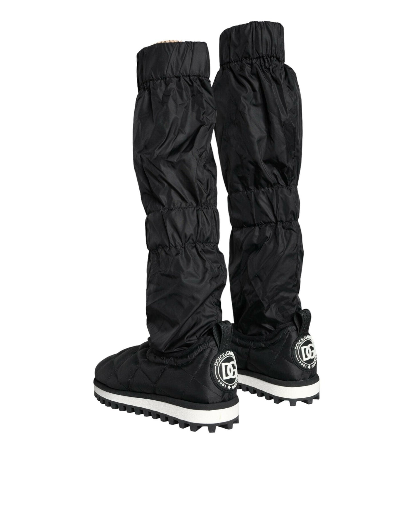 Dolce &amp; Gabbana Schwarze gesteppte High-Top-Stiefel Sneakers Schuhe