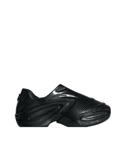 Dolce &amp; Gabbana – Toy Low Top Sneakers aus schwarzem, foliertem Gummi für Herren