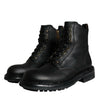 Dolce & Gabbana Black Lace Up Mid Calf Boots Men Shoes