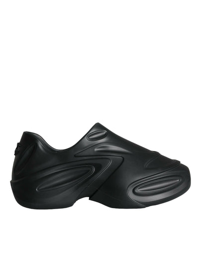 Dolce &amp; Gabbana – Schwarze, folierte Gummi-Toy-Sneakers mit niedrigem Schaft