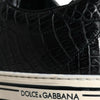 Dolce &amp; Gabbana Schwarze Leder Herren Low Top Sneakers Schuhe