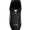 Dolce &amp; Gabbana Schwarze Leder Herren Low Top Sneakers Schuhe