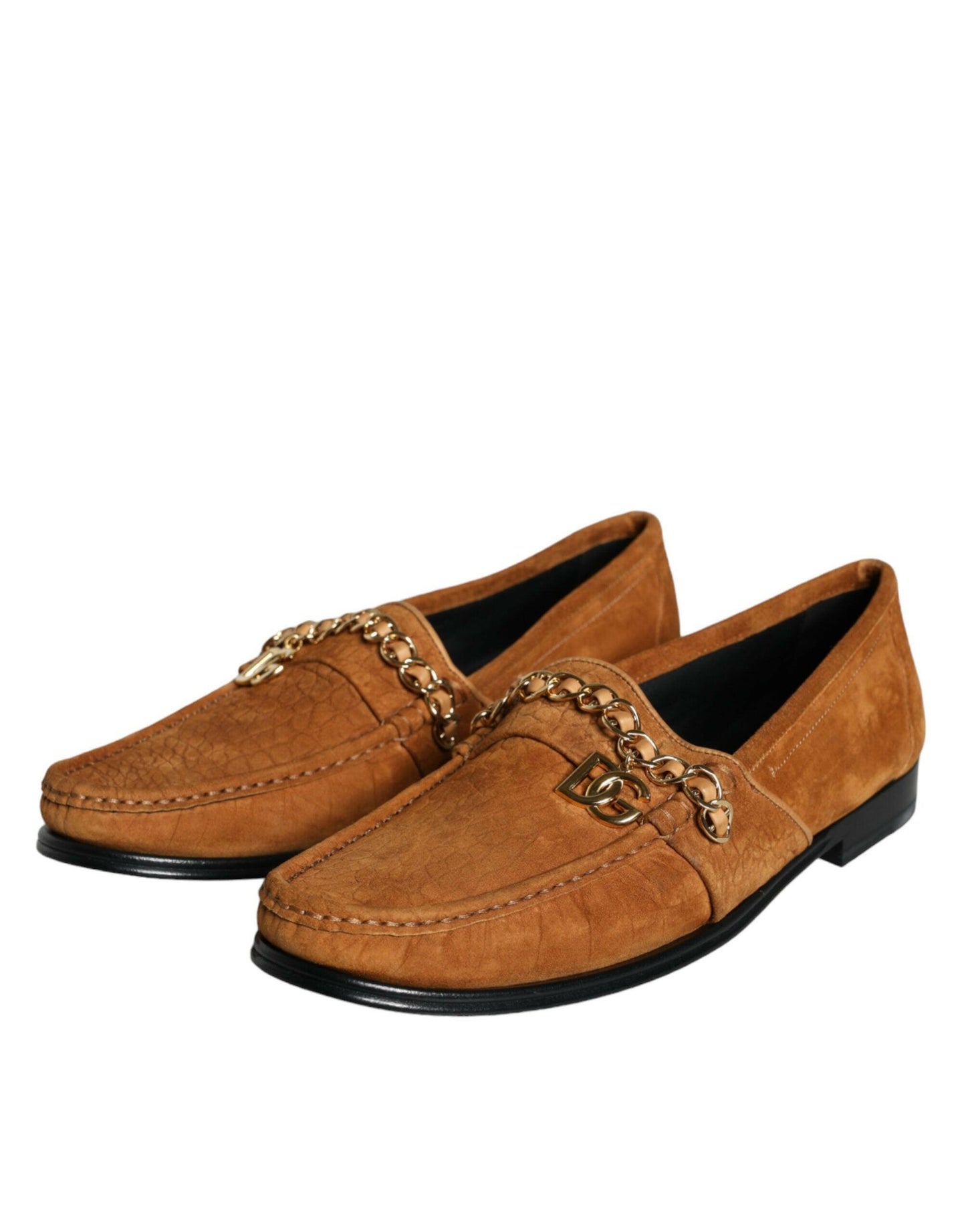 Mocassins à enfiler Dolce &amp; Gabbana en cuir velours marron avec logo