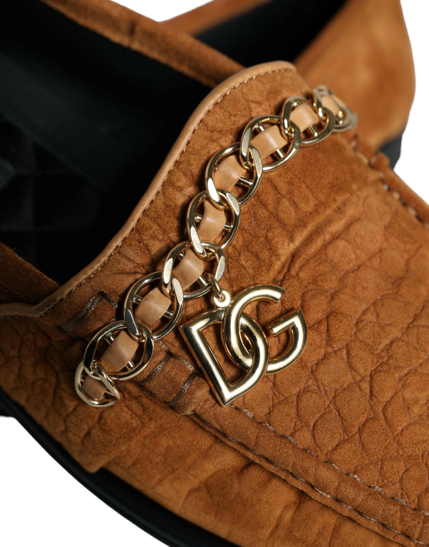 Mocassins à enfiler Dolce &amp; Gabbana en cuir velours marron avec logo