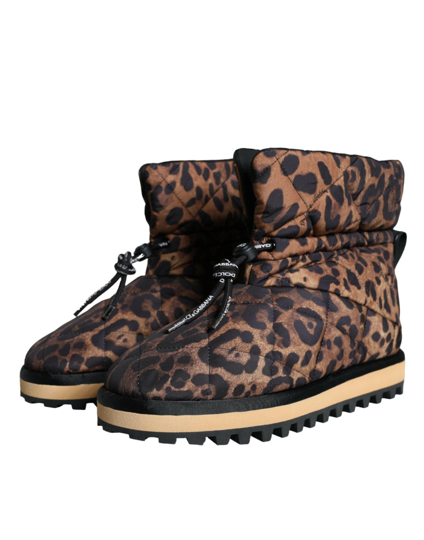 Dolce &amp; Gabbana – Braune Stiefeletten mit Leopardenmuster und gepolsterten Schuhen