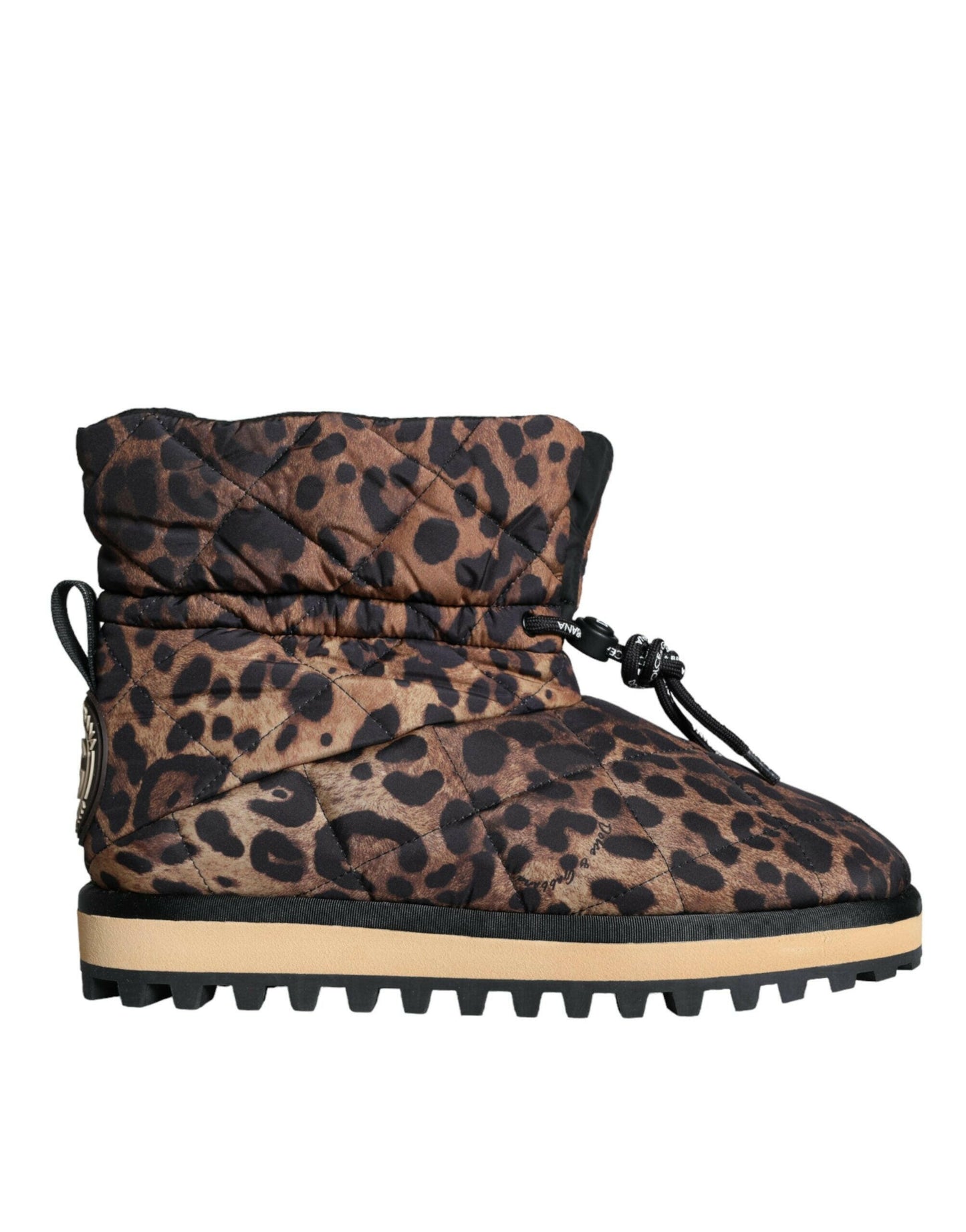 Dolce &amp; Gabbana – Braune Stiefeletten mit Leopardenmuster und gepolsterten Schuhen
