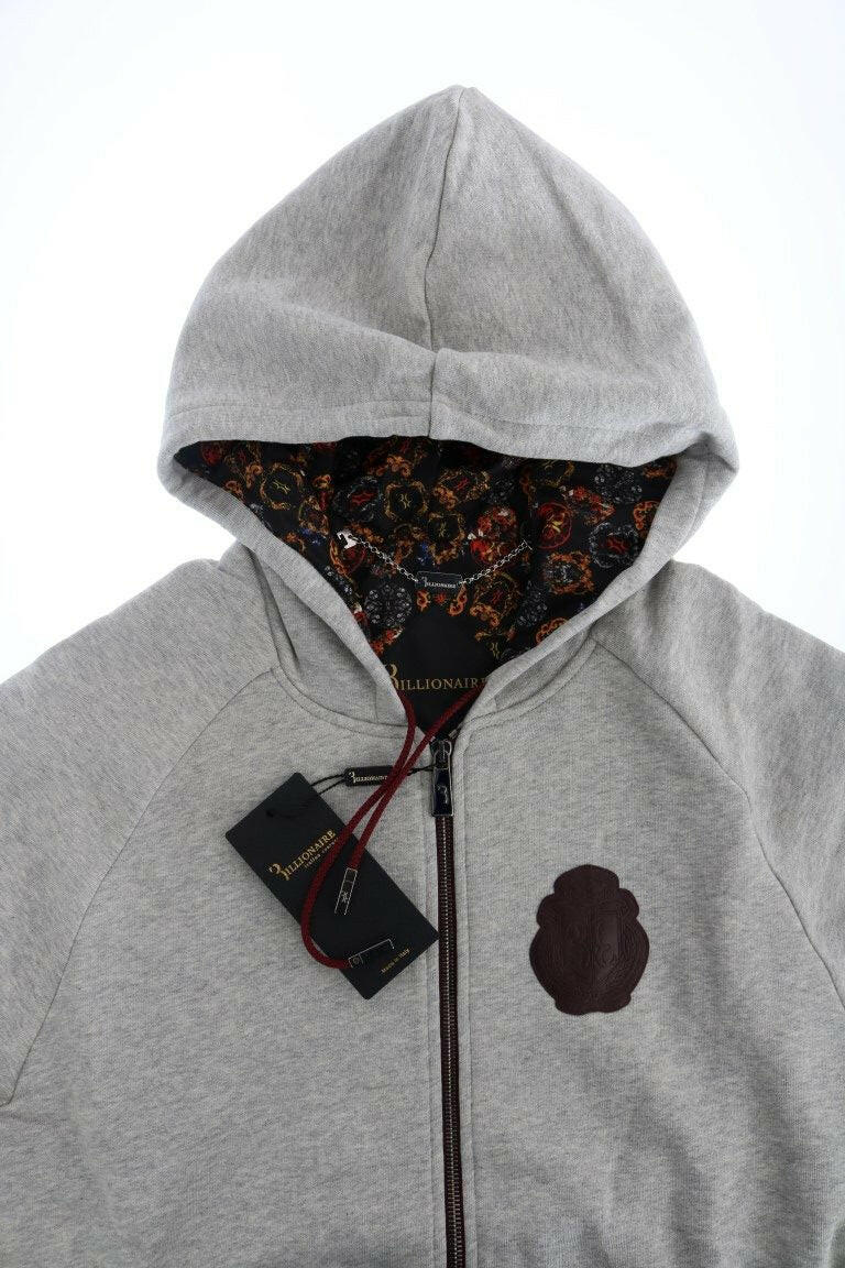 Billionaire Italian Couture Gray Cotton Hooded Sweatsuit