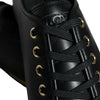 Dolce & Gabbana Black Gold Leather Classic Sneakers Shoes