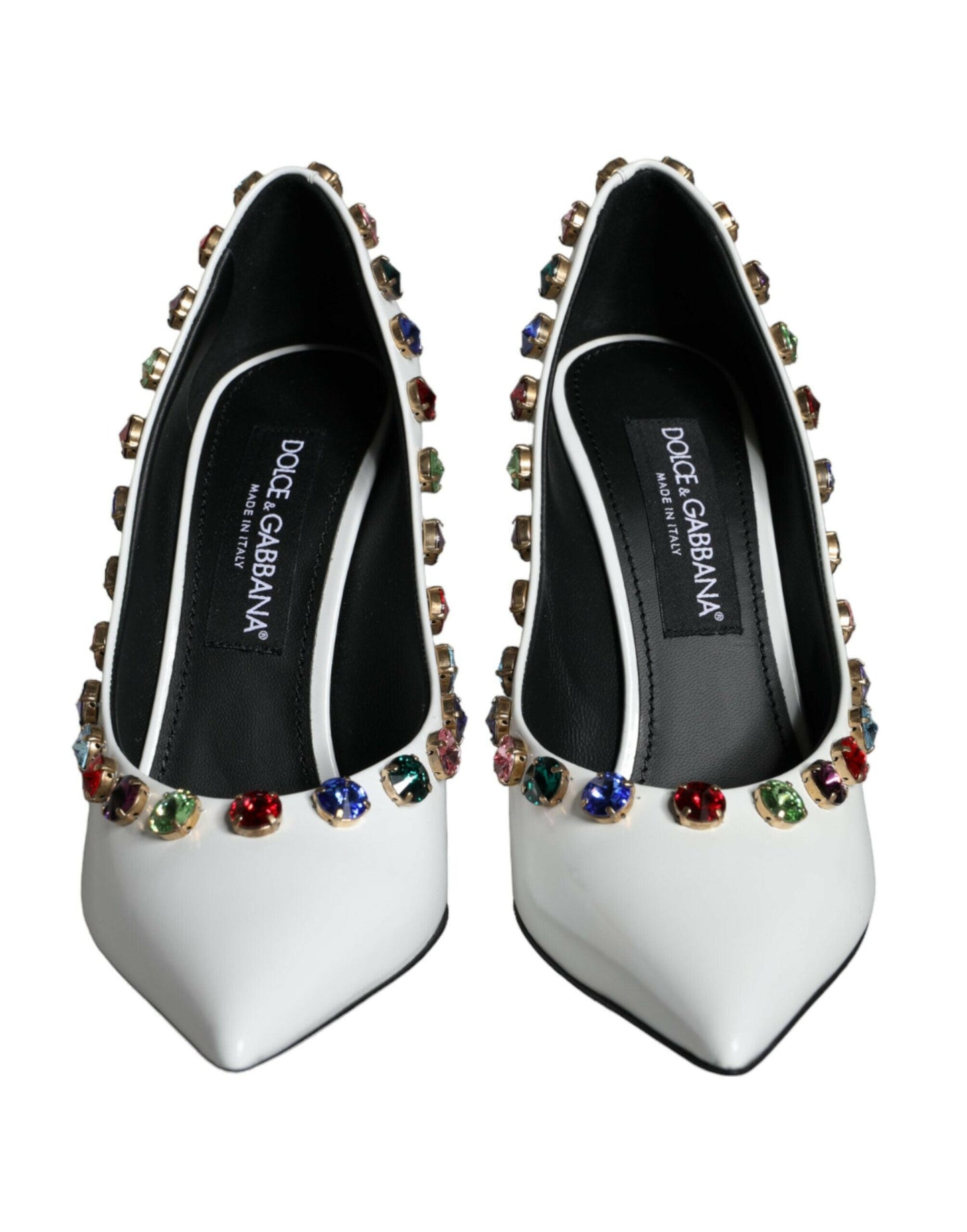 Escarpins à talons hauts Dolce &amp; Gabbana en cuir blanc avec cristaux