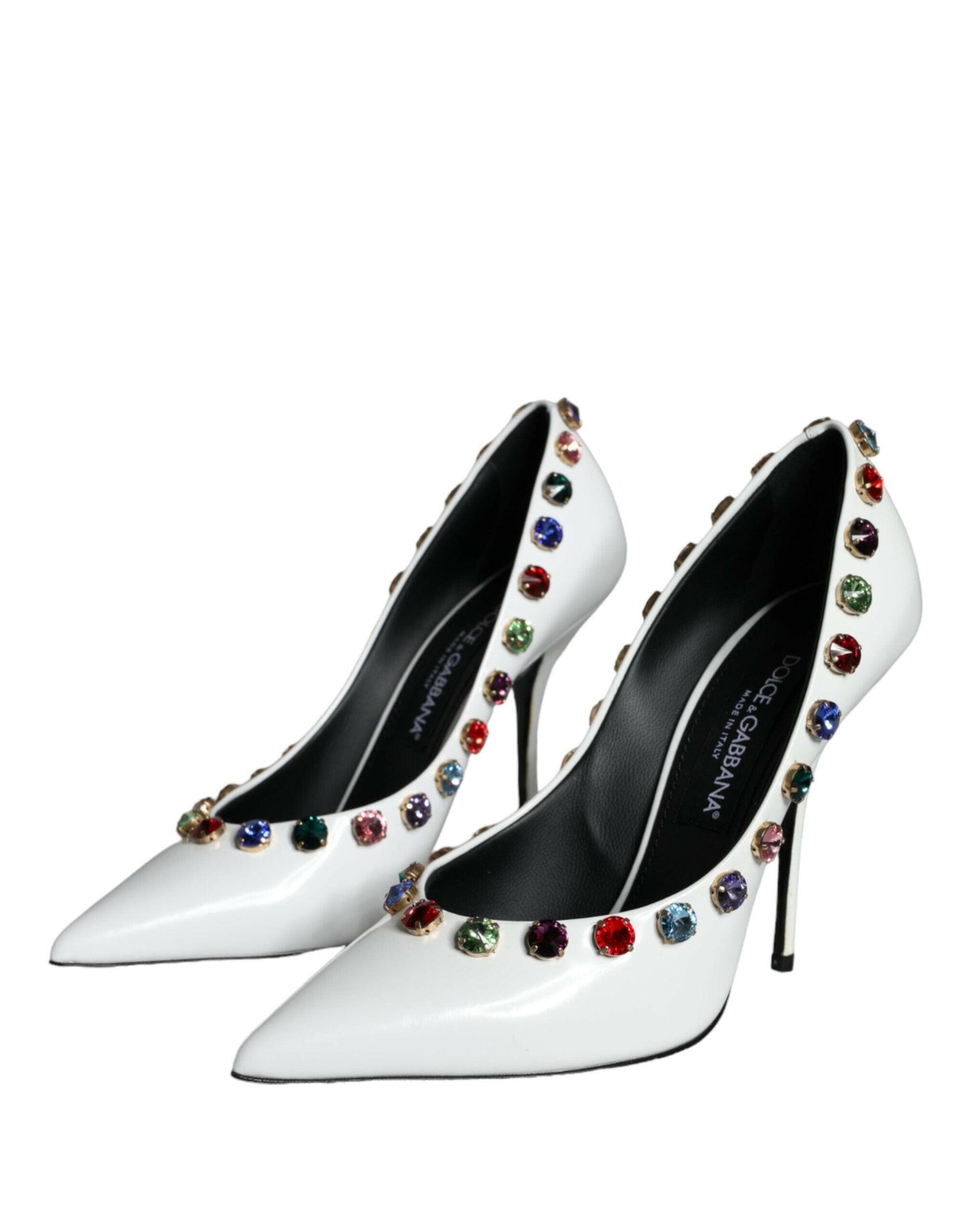Escarpins à talons hauts Dolce &amp; Gabbana en cuir blanc avec cristaux