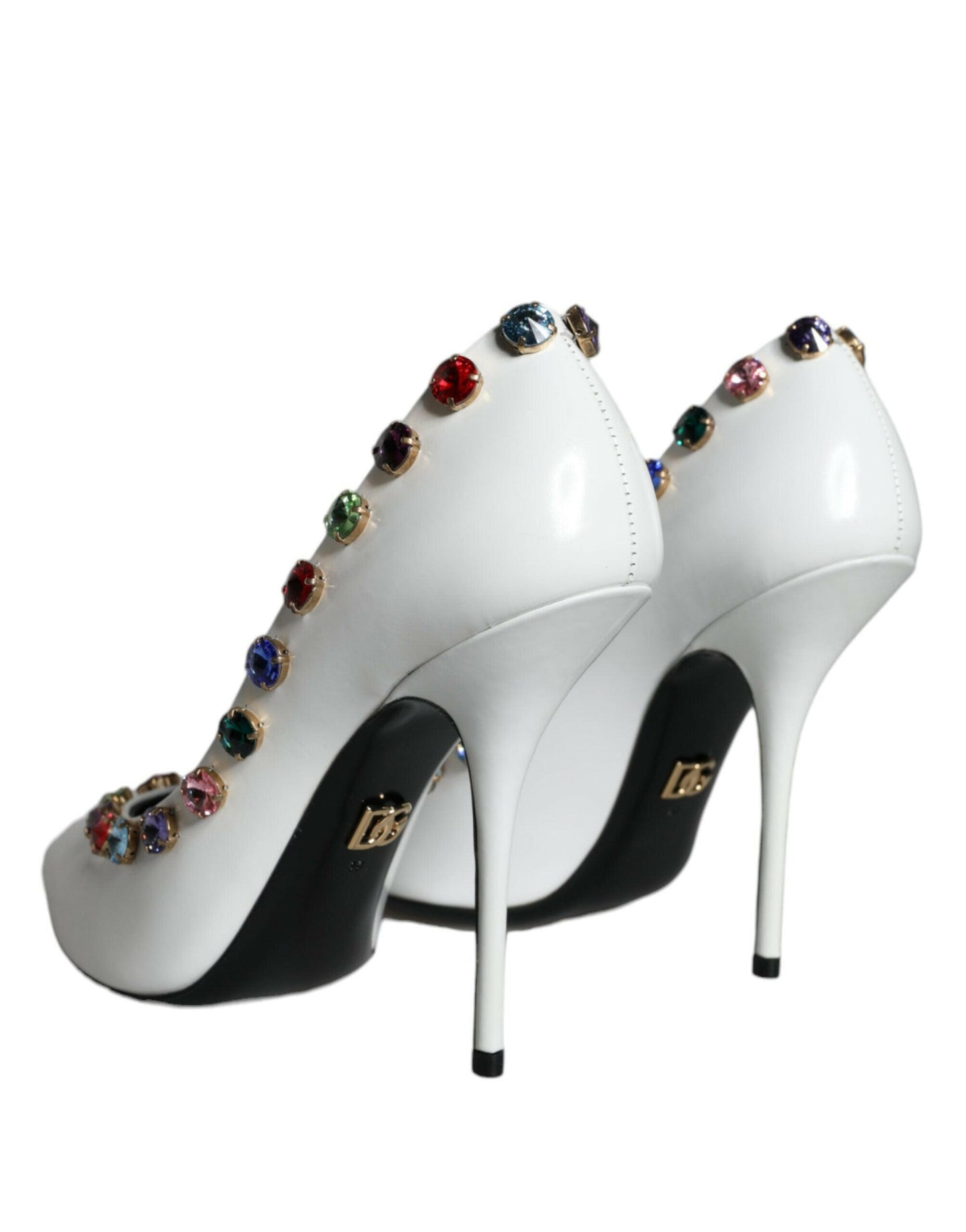 Escarpins à talons hauts Dolce &amp; Gabbana en cuir blanc avec cristaux