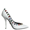 Escarpins à talons hauts Dolce &amp; Gabbana en cuir blanc avec cristaux
