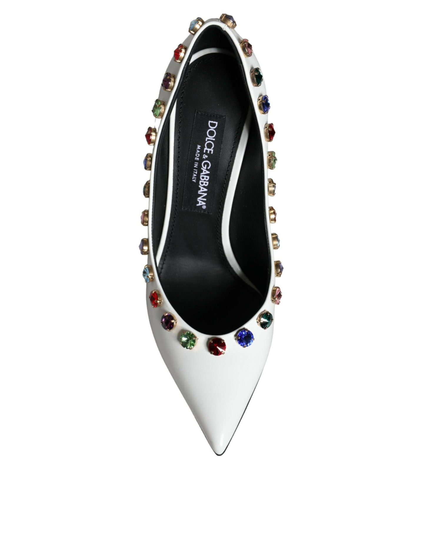 Escarpins à talons hauts Dolce &amp; Gabbana en cuir blanc avec cristaux