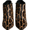 Bottines à talons en fourrure de veau léopard marron Dolce &amp; Gabbana