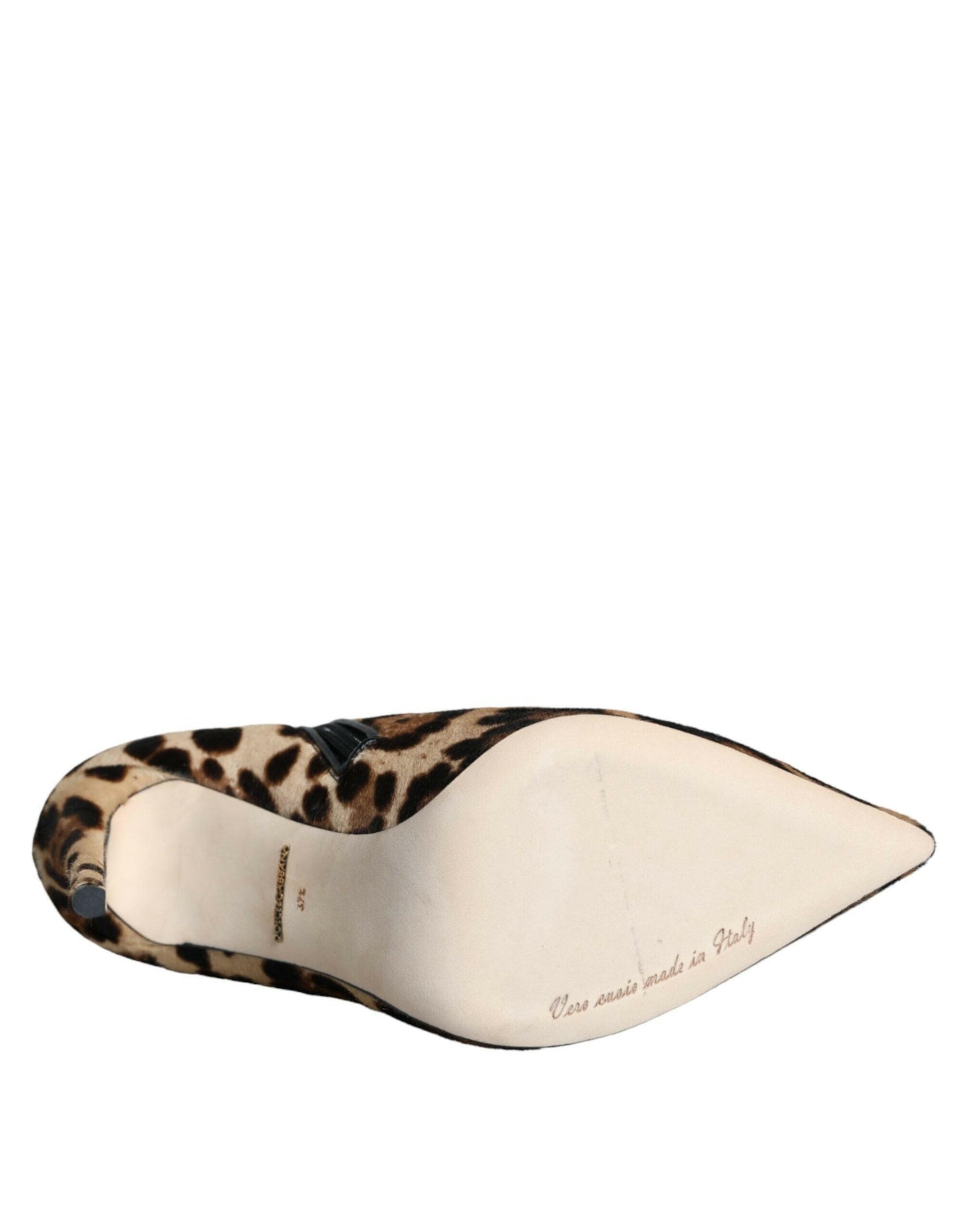 Bottines à talons en fourrure de veau léopard marron Dolce &amp; Gabbana