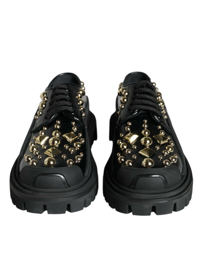 Chaussures de randonnée en cuir noir Dolce &amp; Gabbana à ornements