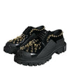Dolce & Gabbana Black Leather Trekking Derby Embellished Shoes