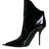 Bottines pointues en cuir verni noir Dolce &amp; Gabbana