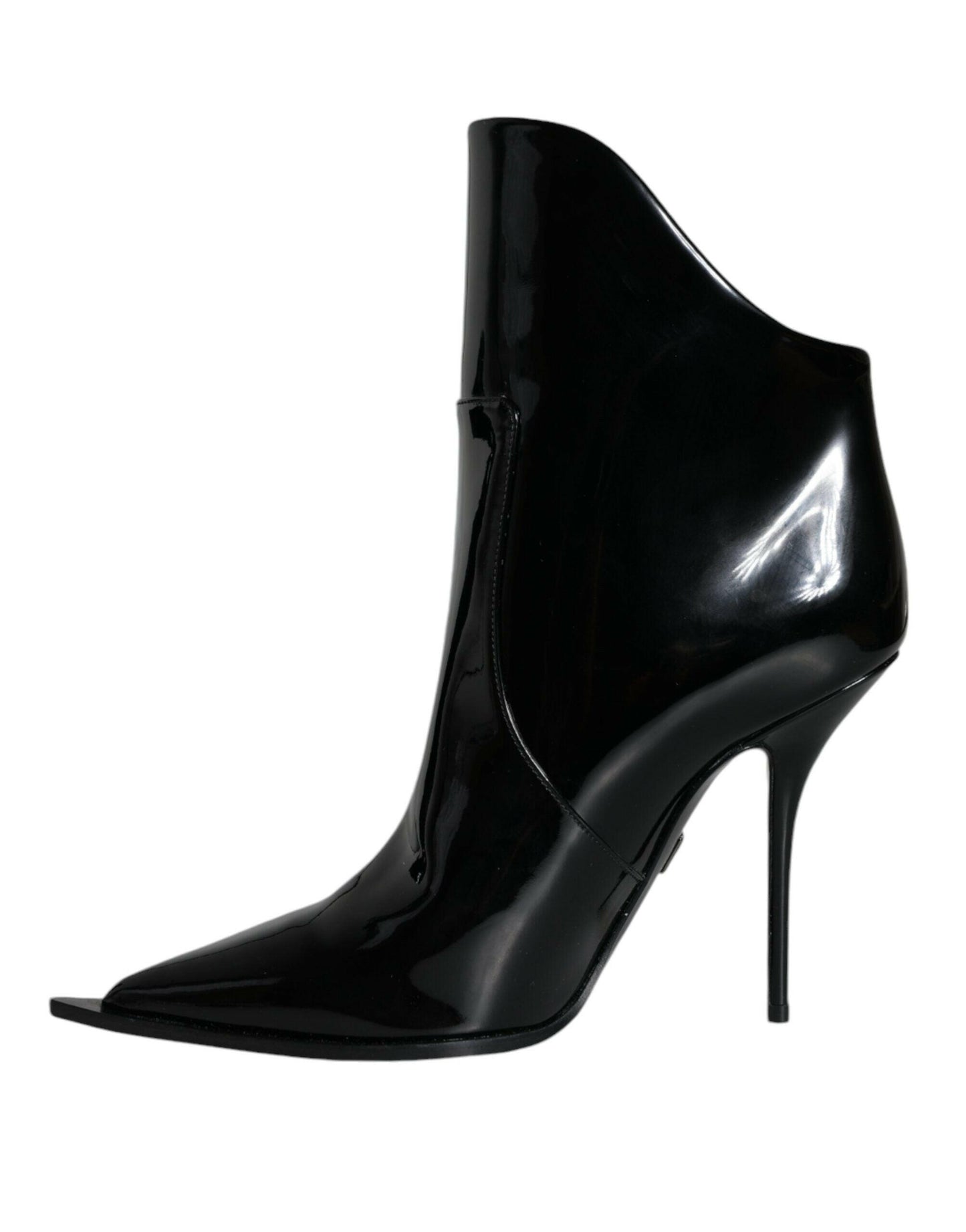 Bottines pointues en cuir verni noir Dolce &amp; Gabbana