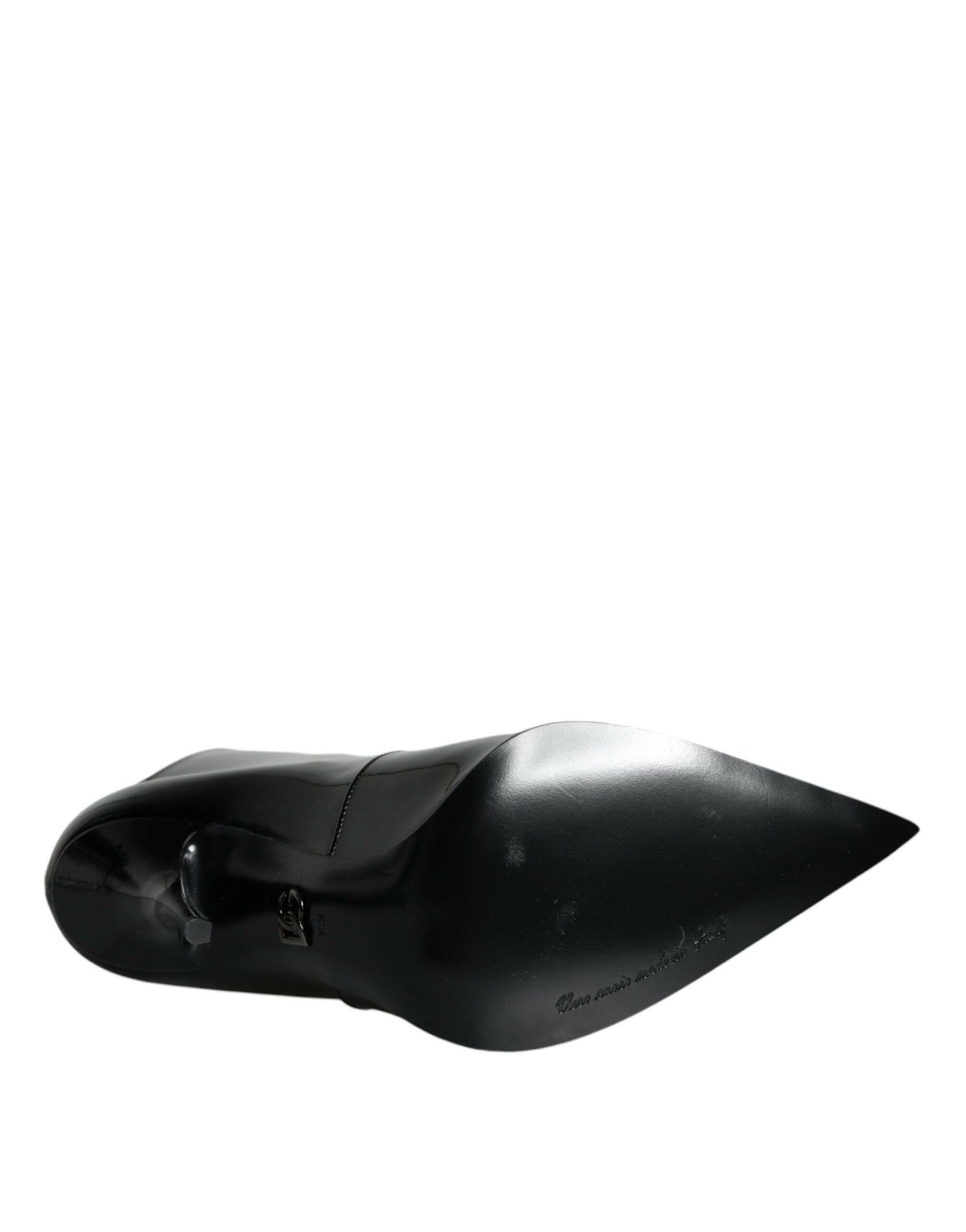 Bottines pointues en cuir verni noir Dolce &amp; Gabbana