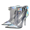 Dolce & Gabbana Silver Iridescent PVC Pointed Short Boots Shoes