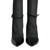 Dolce & Gabbana Black Leather Stilettos Booties Socks Shoes