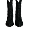 Dolce &amp; Gabbana Schwarz Grau Leopard Cowboy Stiefel Schuhe