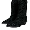 Dolce &amp; Gabbana Schwarz Grau Leopard Cowboy Stiefel Schuhe