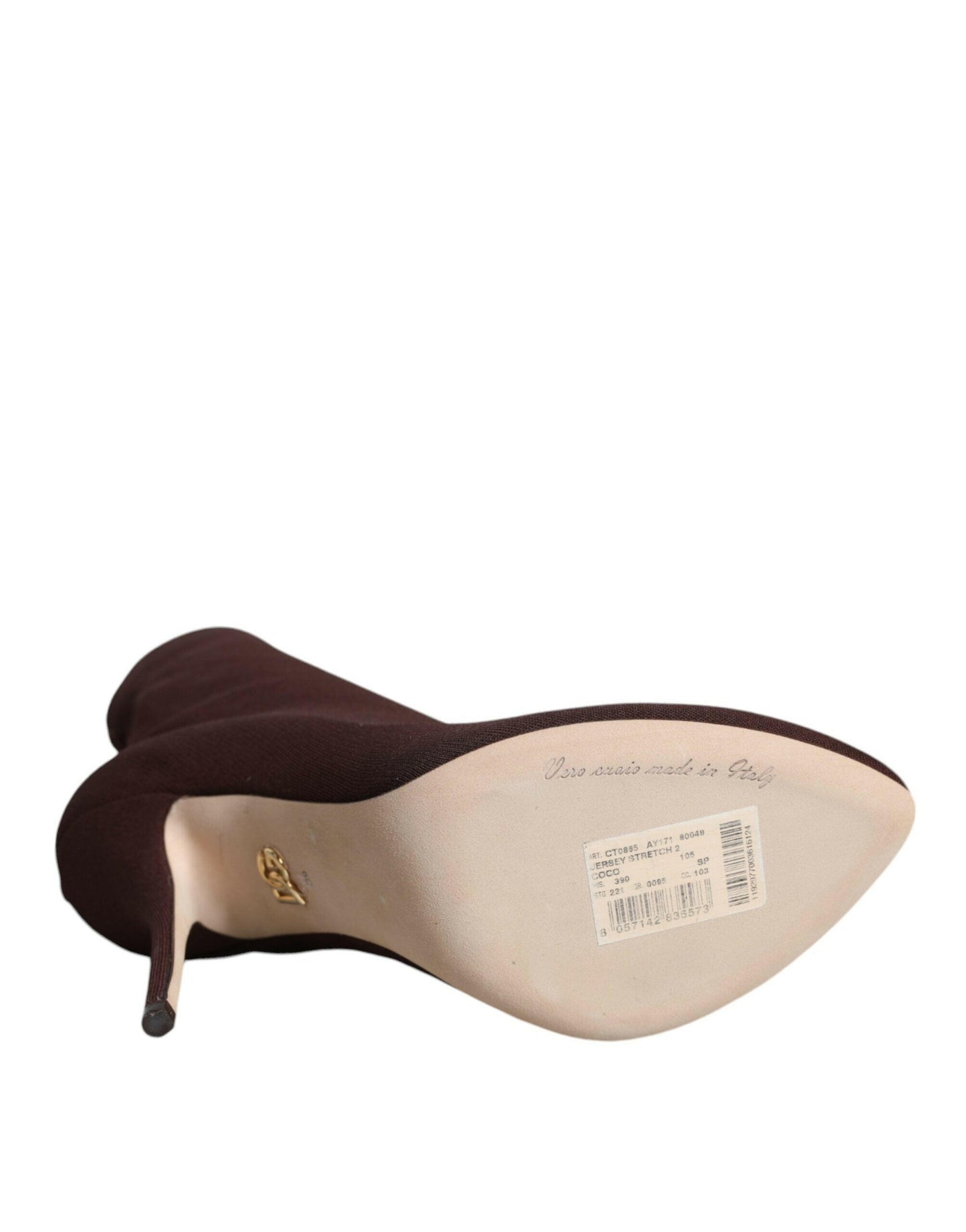 Dolce &amp; Gabbana Braune Stiletto-Absätze Socken Stiefeletten Schuhe