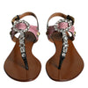 Dolce & Gabbana Multicolor Crystal Sandals Flip Flops Shoes
