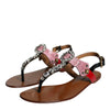 Dolce & Gabbana Multicolor Crystal Sandals Flip Flops Shoes