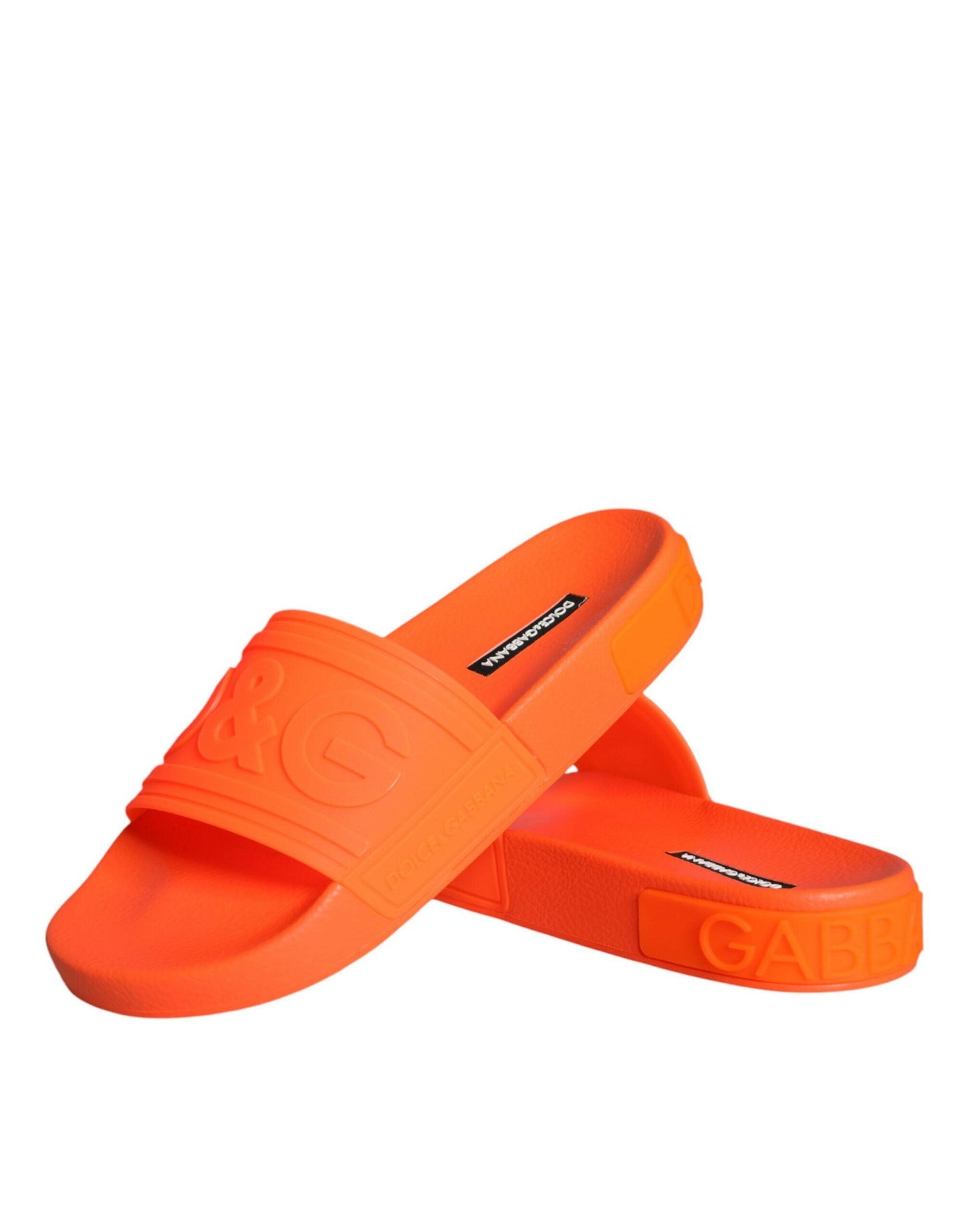Sandales à enfiler en caoutchouc orange Dolce &amp; Gabbana, chaussures de plage