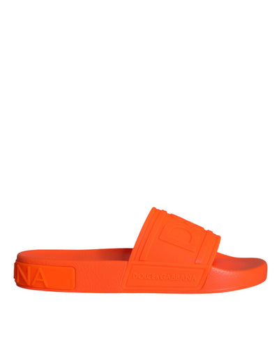 Sandales à enfiler en caoutchouc orange Dolce &amp; Gabbana, chaussures de plage