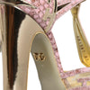Dolce &amp; Gabbana Pink Gold Leder Pumps T-Riemen Sandalen Schuhe