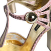 Dolce &amp; Gabbana Pink Gold Leder Pumps T-Riemen Sandalen Schuhe