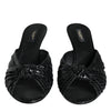 Dolce & Gabbana Black Leather Heels Slides Sandals Shoes