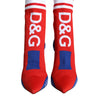 Dolce & Gabbana Red Blue Stretch Sock Style Ankle Boots Logo Shoes